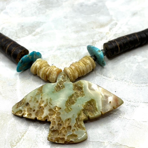 Abalone Fire Bird Eagle Pendant Necklace With Puka Shells Necklace - Picture 15 of 15